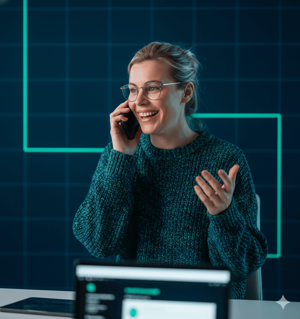 Healthcare receptionist on a call